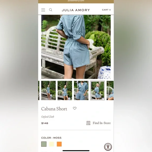 Julia Amory Blue Oxford Cabana Shorts Small New With Tags! - Picture 12 of 13